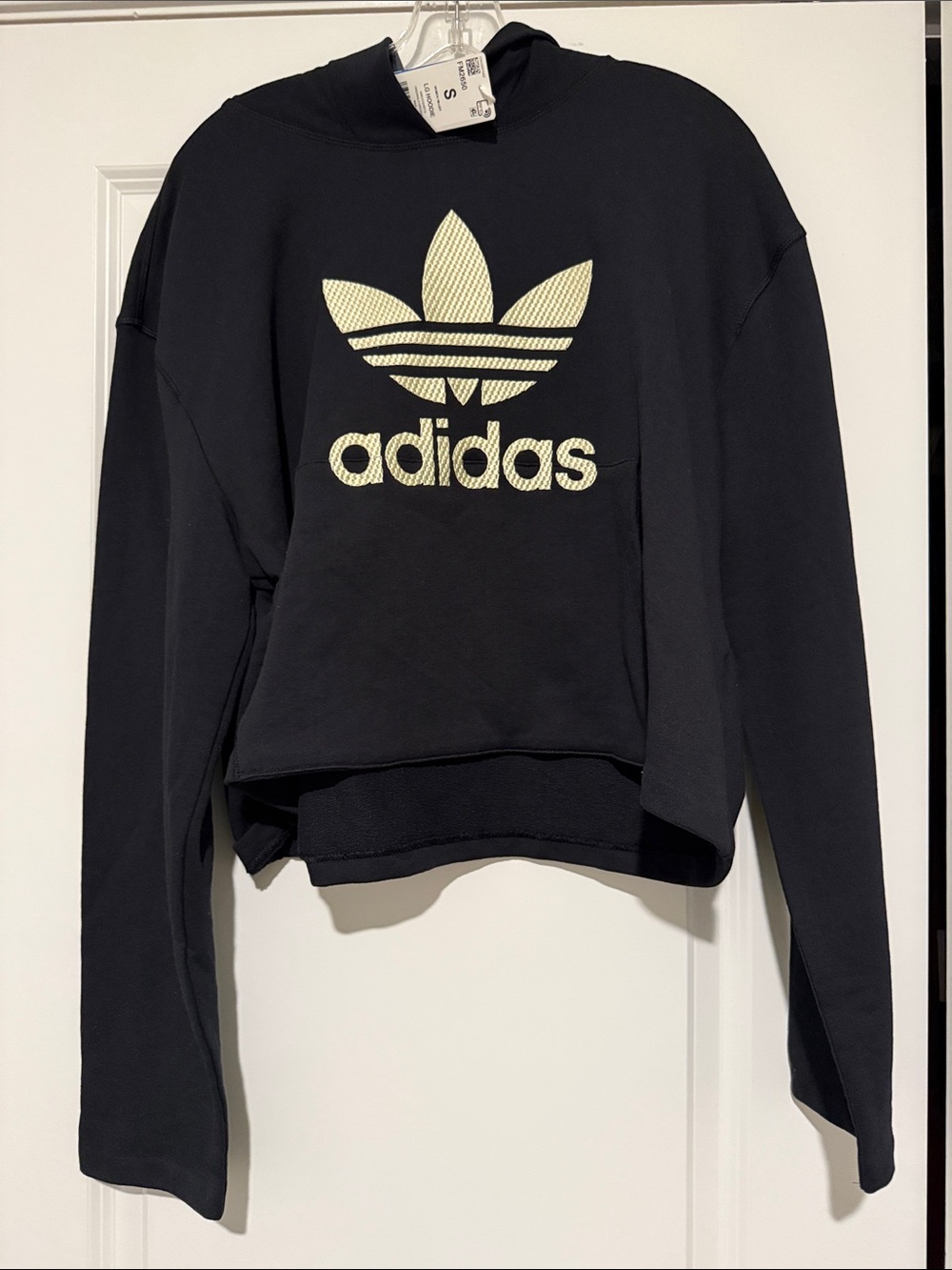 adidas Black Hoodie with Cream Trefoil Logo